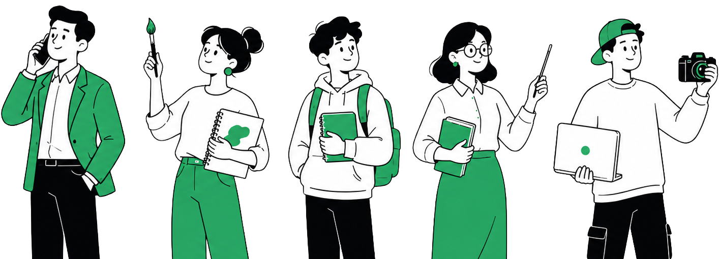 Formtasia characters for business, creators, students, and teachers